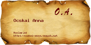Ocskai Anna névjegykártya